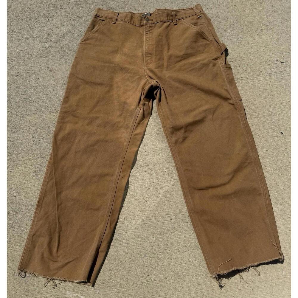 Vintage Carhartt Carpenter Pants Dungaree Fit Brown Duckhide Y2K 38x28 B11 BRN